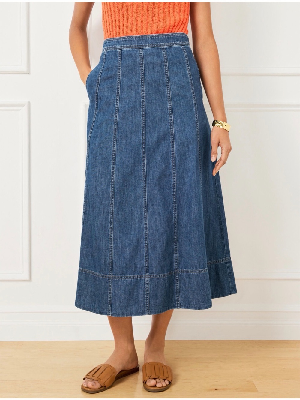 TALBOTS SIZE 8 DENIM FIT & FLARE SKIRT - LA JOLLA WASH - Excellent Condition